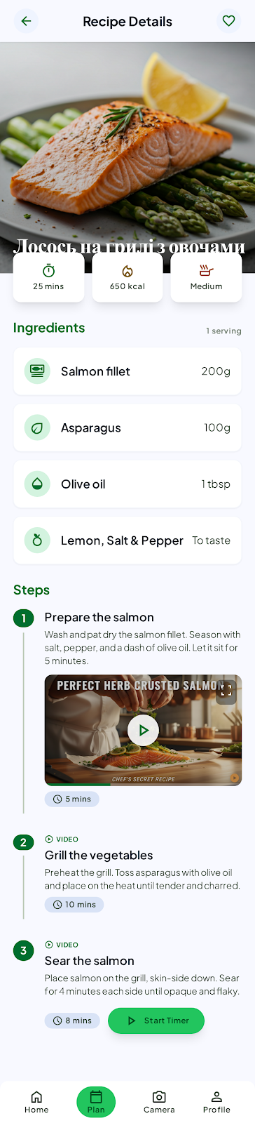 SnapMeal Recipe Details screen